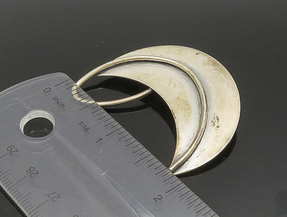 925 Sterling Silver  Vintage Modernist Crescent Moon Brooch Pin  BP9425