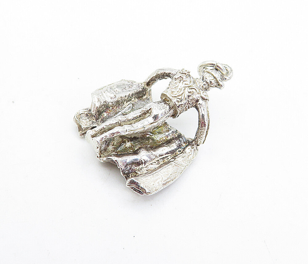 925 Sterling Silver  Vintage Petite Sculpted Bull Rider Drop Pendant  PT5150