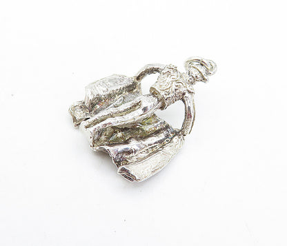 925 Sterling Silver  Vintage Petite Sculpted Bull Rider Drop Pendant  PT5150