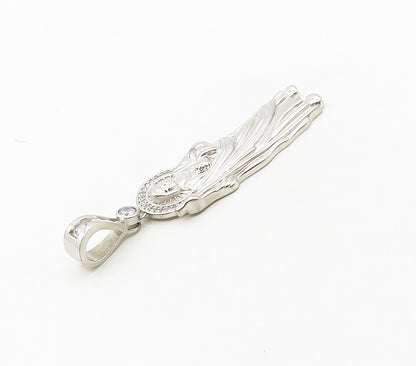 925 Sterling Silver  Shiny Cubic Zirconia Jesus With Staff Pendant  PT12959