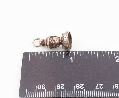 925 Sterling Silver  Vintage Man With Aviator Hat Charm Pendant  PT21416