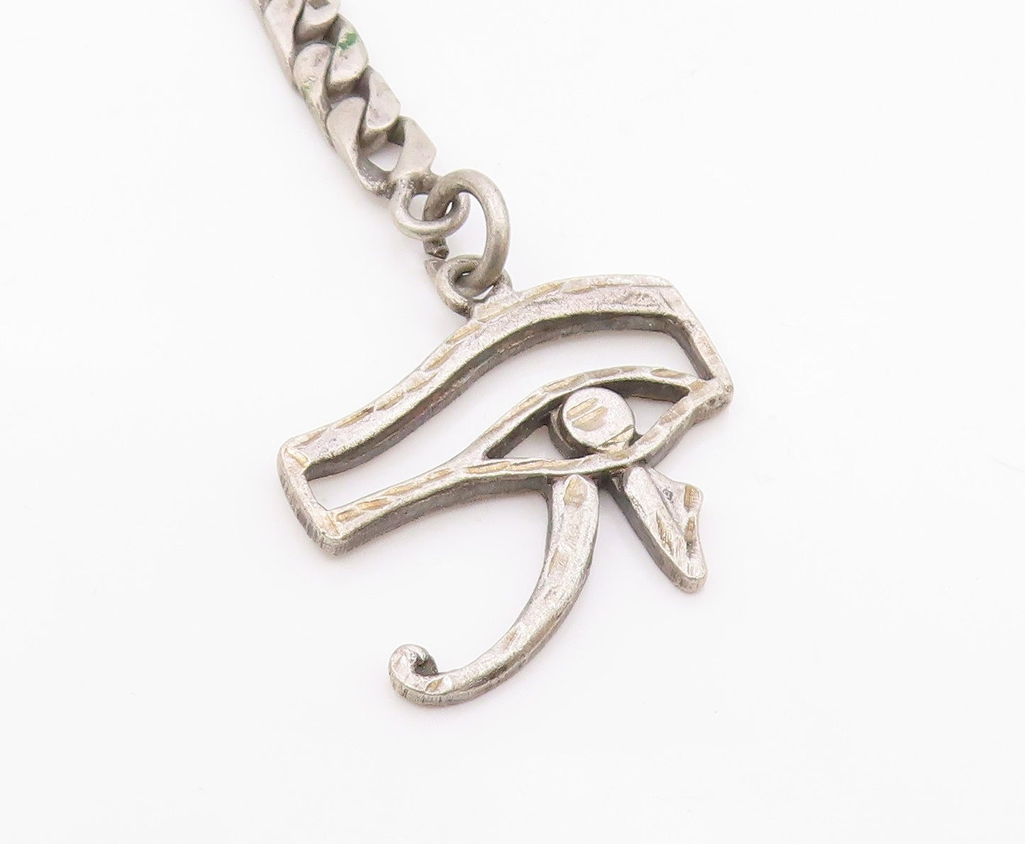 MIDDLE EAST 925 Sterling Silver Vintage Evil Eye Cutout Key Chain TR3366