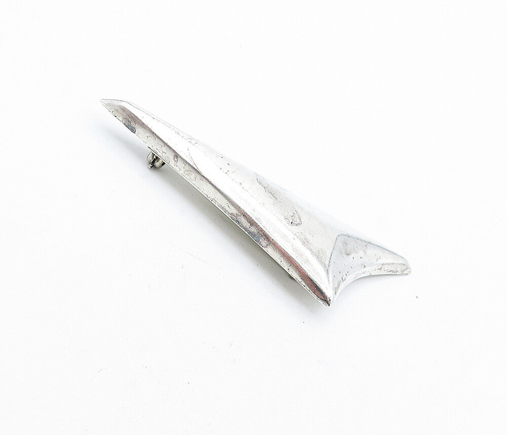 925 Sterling Silver  Vintage Shiny Smooth Hollow Pointed Brooch Pin  BP1497