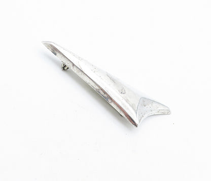 925 Sterling Silver  Vintage Shiny Smooth Hollow Pointed Brooch Pin  BP1497