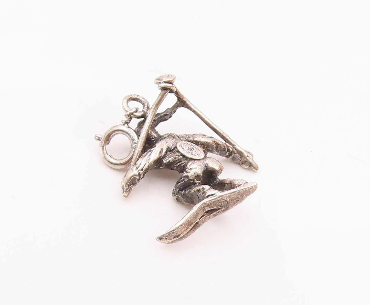 DANECRAFT 925 Sterling Silver  Vintage Skiing Man Sports Motif Pendant PT17722
