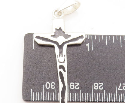 925 Sterling Silver  Vintage Minimalist Solid Etched Cross Pendant  PT22355