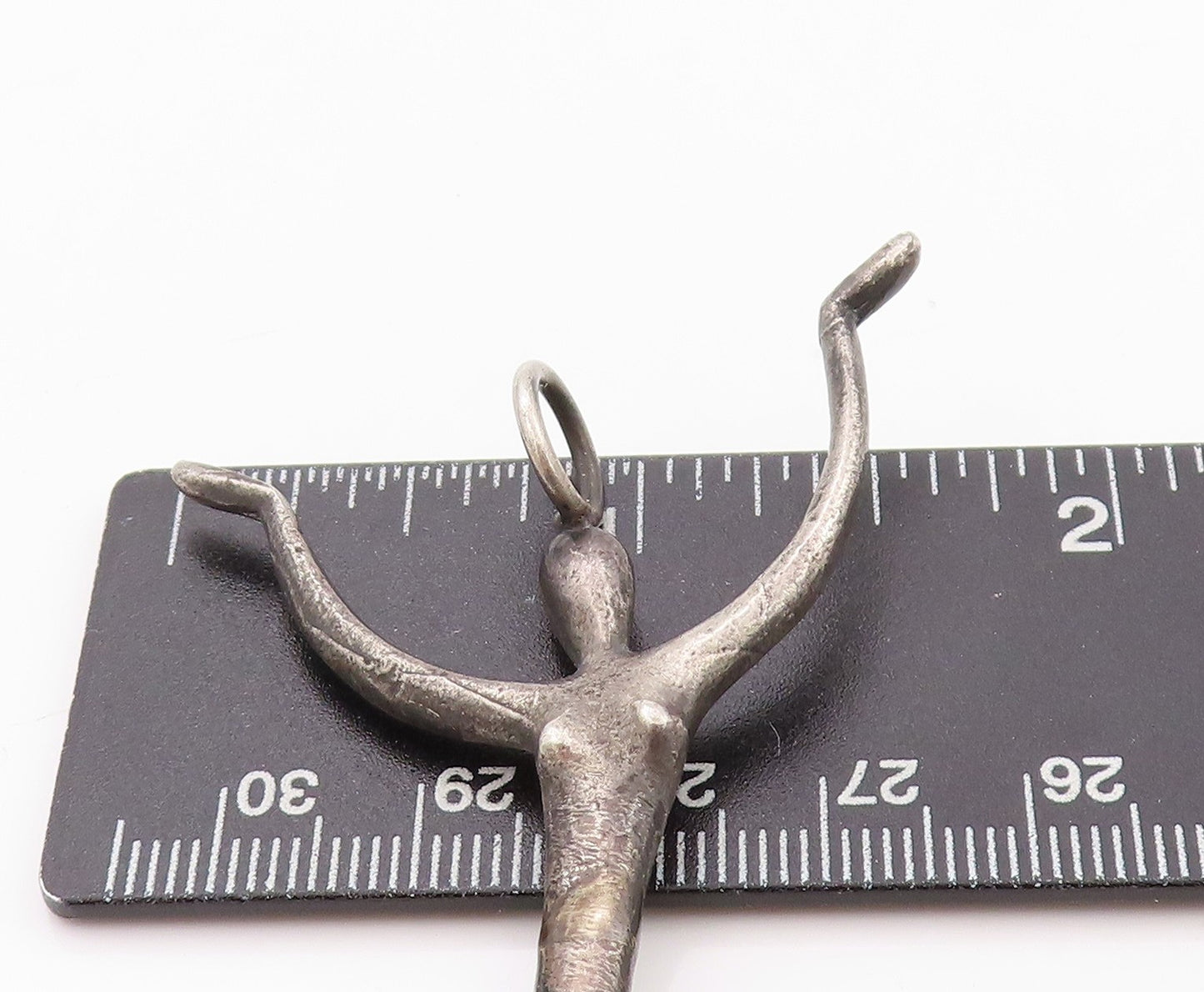 925 Sterling Silver Vintage Pendant Dark Tone Posing Stick Man  PT24029