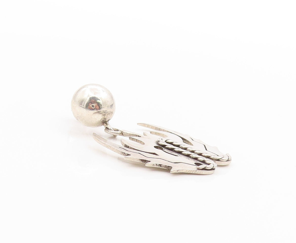 925 Sterling Silver Vintage Earrings Mythical Wings Cut Out Design Studs EG13691