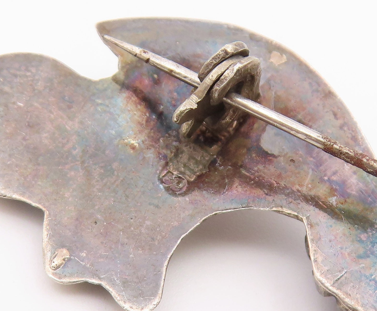 925 Sterling Silver  Vintage Cabochon Amethyst Swirl Bow Brooch Pin  BP8127