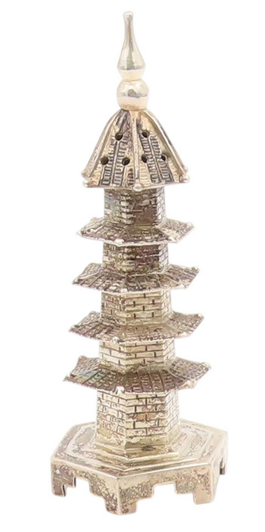 925 Sterling Silver Vintage Decorative Piece Chinese Export Pagoda Shaker TR4129