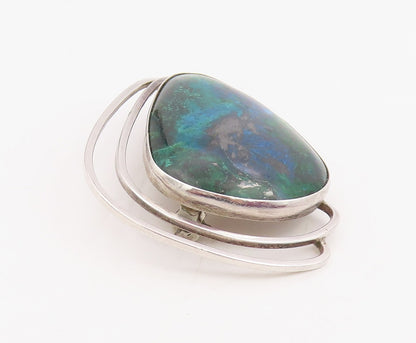 925 Sterling Silver Vintage Brooch ISRAEL Modernist Eilat Stone Pin  BP12285