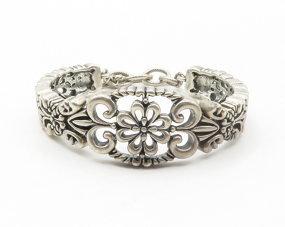 CAROLYN POLLACK RELIOS 925 Sterling Silver Vintage Floral Chain Bracelet  BT5561