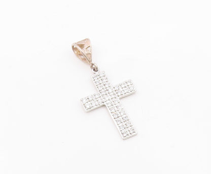 925 Sterling Silver  Vintage Cubic Zirconia Religious Cross Pendant  PT17462