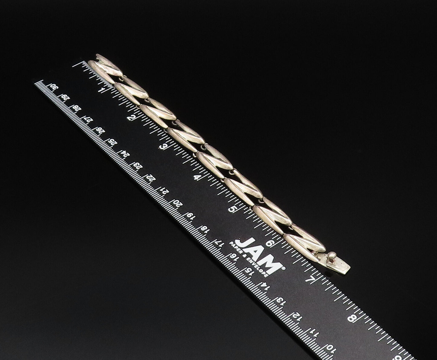 SIGI TAXCO 925 Silver  Vintage Minimalist Z Pattern Link Bracelet  BT9633