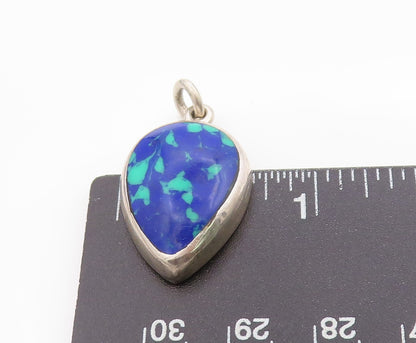 925 Sterling Silver Vintage Pendant Solid Gemstone Tear Drop Shape Charm PT24991