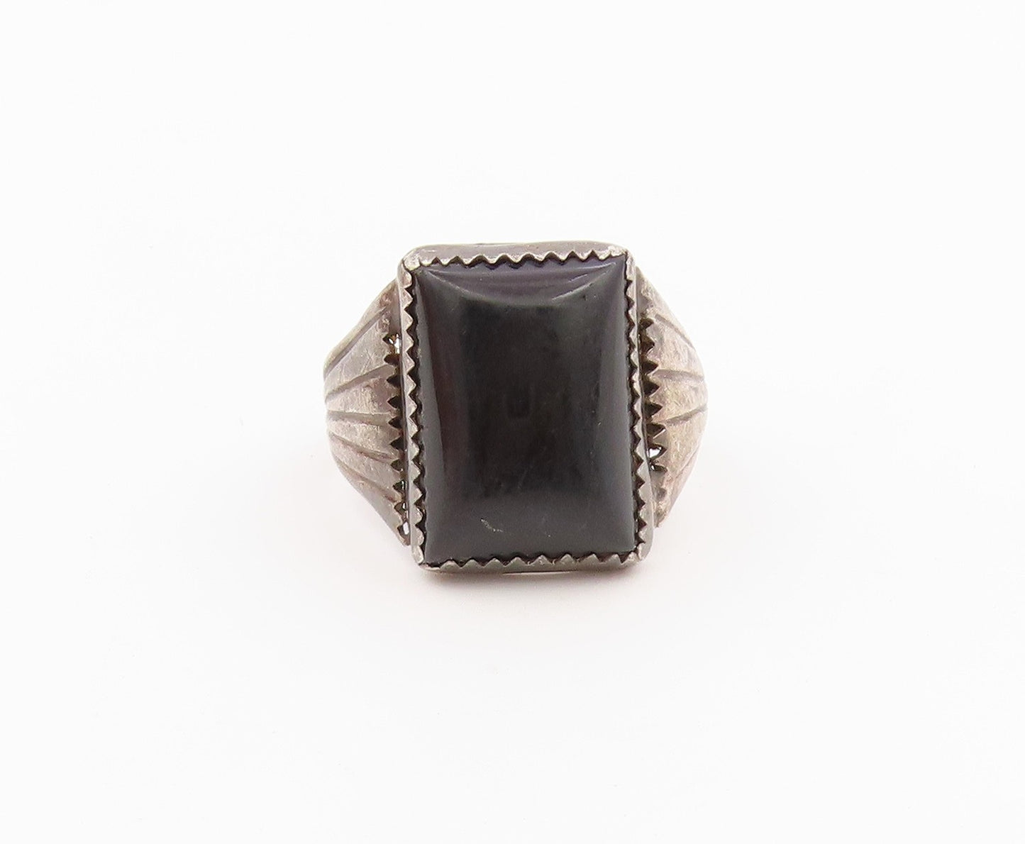 925 Sterling Silver Vintage Ring REX ABEITA NAVAJO Onyx Band  Sz 10.5  RG36620