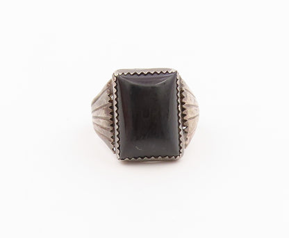 925 Sterling Silver Vintage Ring REX ABEITA NAVAJO Onyx Band  Sz 10.5  RG36620