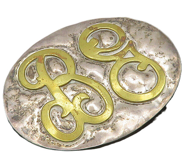 LOUIS BOOTH 925 Sterling Silver  Vintage 2 Tone Hammered  Brooch Pin  BP7358