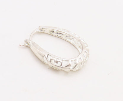 925 Sterling Silver Vintage Earrings Brutalist Design Cutout Hoops  EG13302