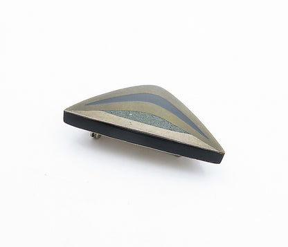 MEXICO 925 Sterling Silver  Vintage Jasper & Black Onyx Brooch Pin  BP1345