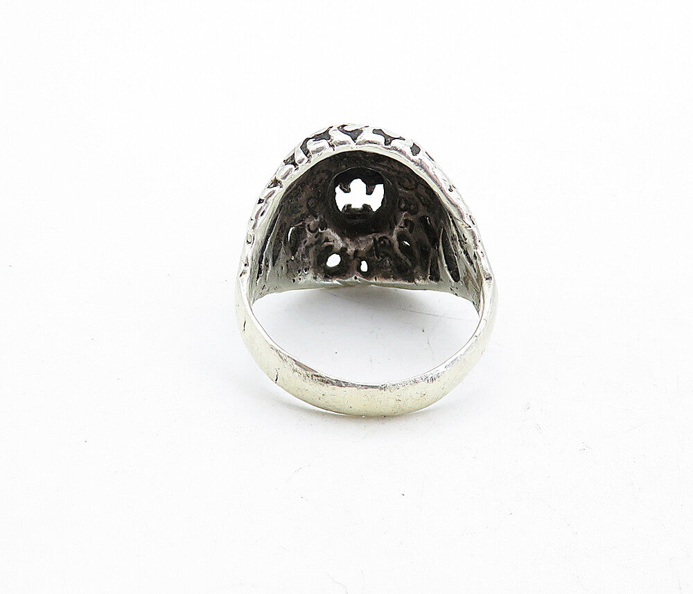 925 Sterling Silver  Vintage Sculpted Lion's Head Band Ring Sz 13  RG5329