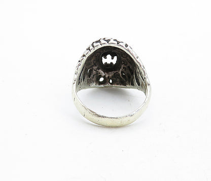 925 Sterling Silver  Vintage Sculpted Lion's Head Band Ring Sz 13  RG5329