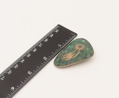 TAXCO 925 Silver  Vintage Rocky Green Turquoise & Figure Brooch Pin  BP10222