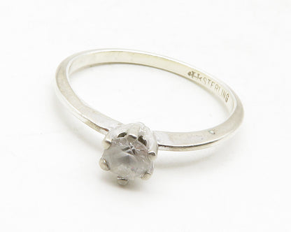 UNCAS 925 Sterling Silver  Vintage White Topaz Solitaire Ring Sz 8  RG12884