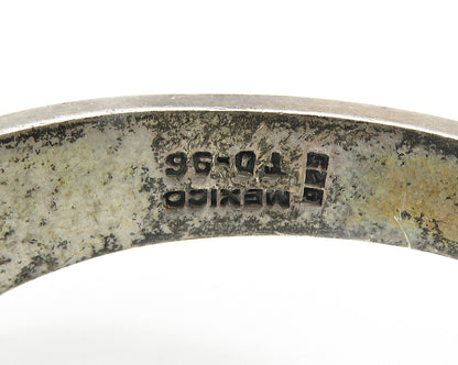 MEXICO 925 Silver  Vintage Diamond Shape Turquoise Bangle Bracelet  BT7731