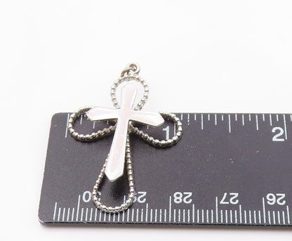 925 Sterling Silver  Shiny Polished Religious Cross Drop Pendant  PT14411