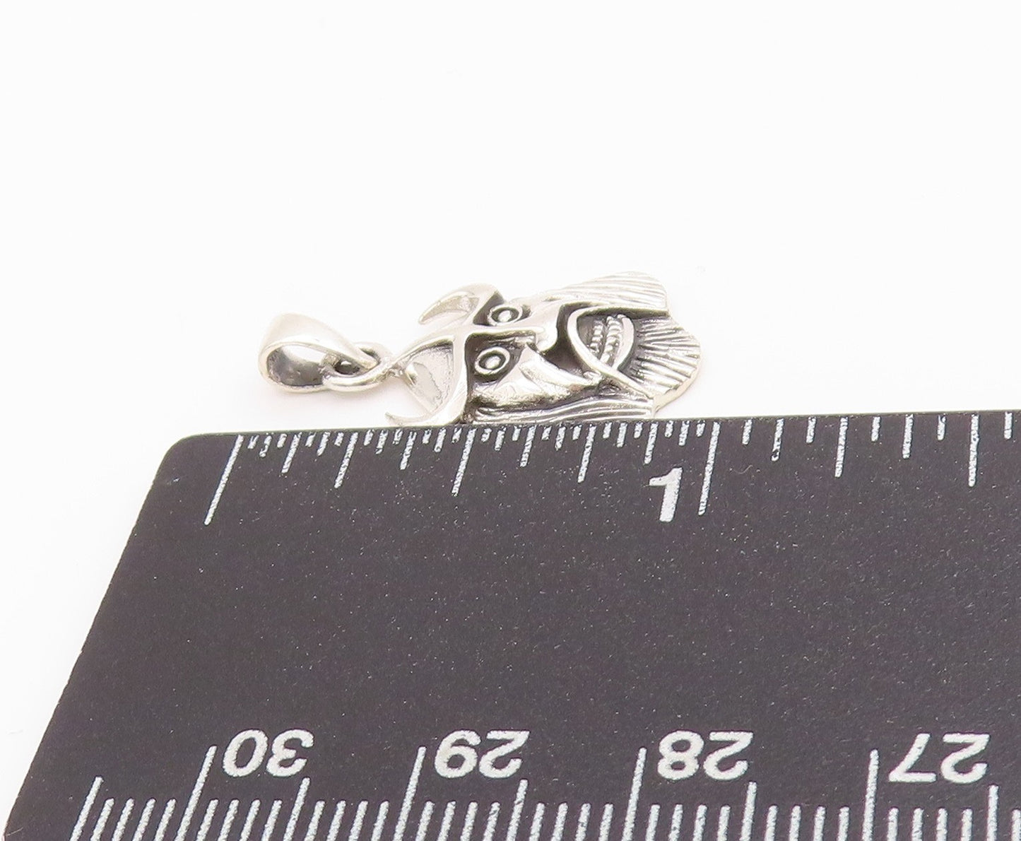925 Sterling Silver Vintage Pendant Dark Tone Carved Viking Head Charm  PT24431
