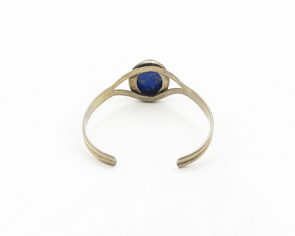 925 Sterling Silver  Vintage Cabochon Cut Sodalite Split Cuff Bracelet  BT7843