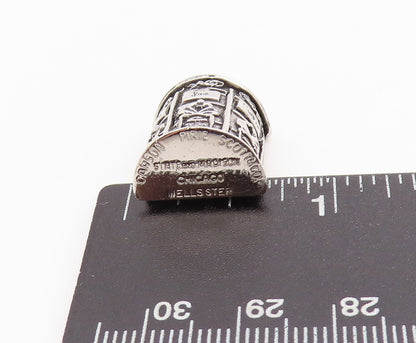 925 Sterling Silver Vintage Pendant Dark Tone Carved Thimble  PT24432