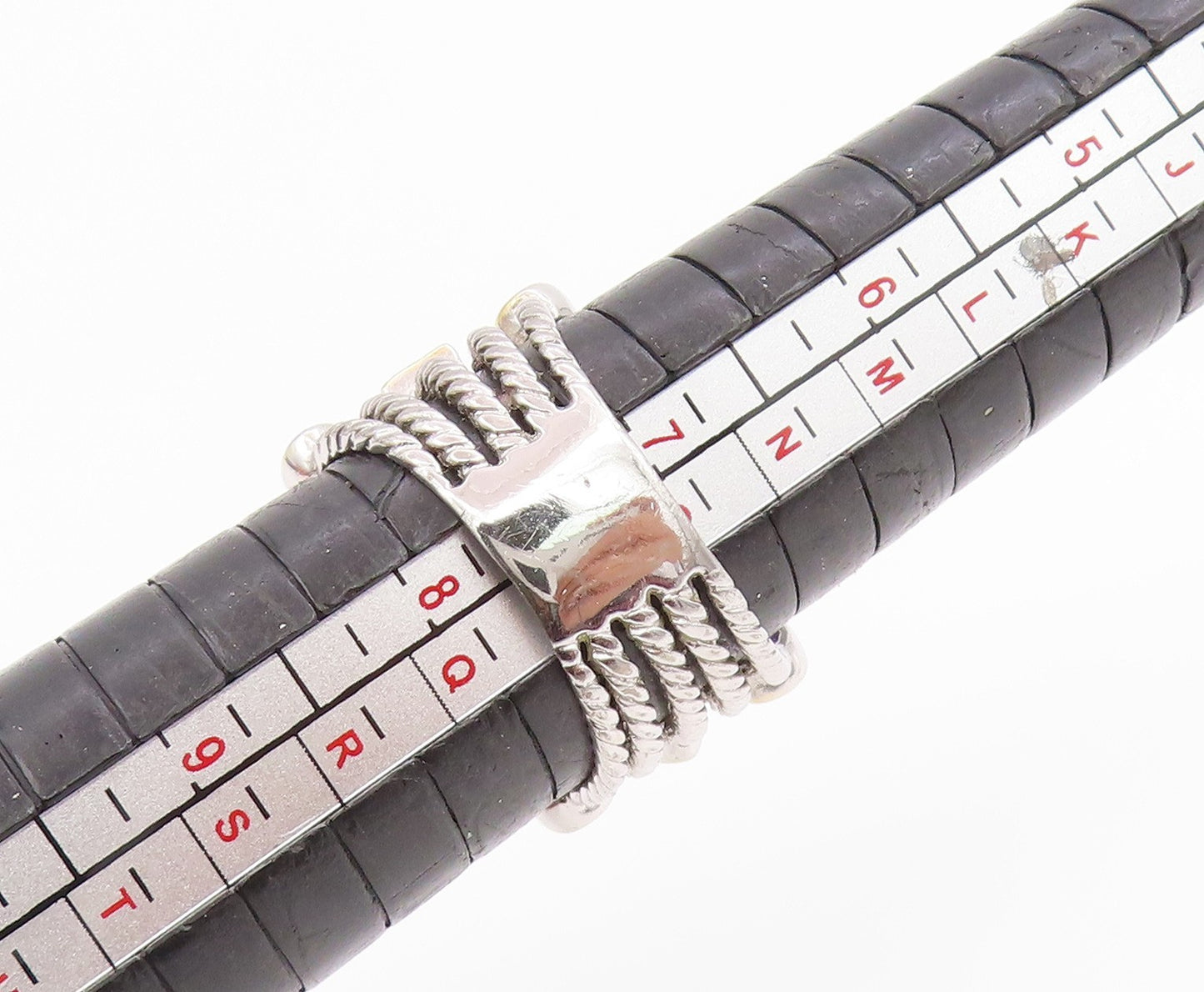 925 Sterling Silver Vintage Ring Multi Gemstone Twisted Cable  Sz 7.5  RG35667