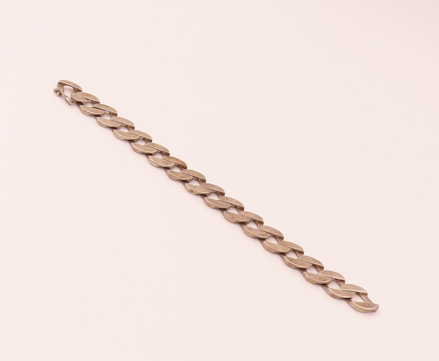 925 Sterling Silver Vintage Solid Rectangular Curb Link Bracelet  BT9803