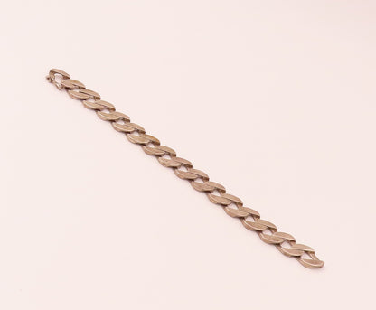 925 Sterling Silver Vintage Solid Rectangular Curb Link Bracelet  BT9803