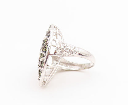 925 Sterling Silver Vintage Ring Green Peridot Mermaid Scale Band  Sz 7  RG35767