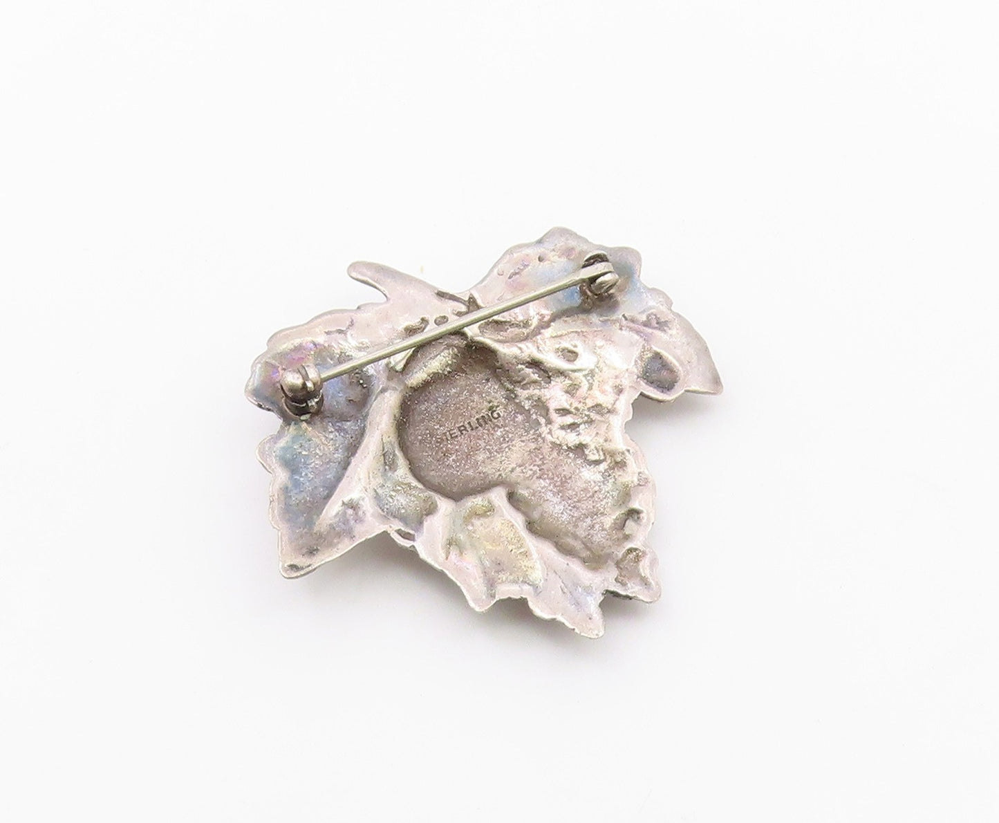 925 Sterling Silver  Vintage Dark Tone Grape Bunch Motif Brooch Pin  BP3322