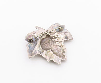 925 Sterling Silver  Vintage Dark Tone Grape Bunch Motif Brooch Pin  BP3322