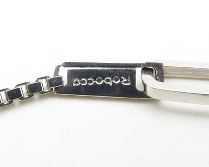REBECCA 925 Sterling Silver Diamond Shape Pattern Box Chain Necklace  NE3223
