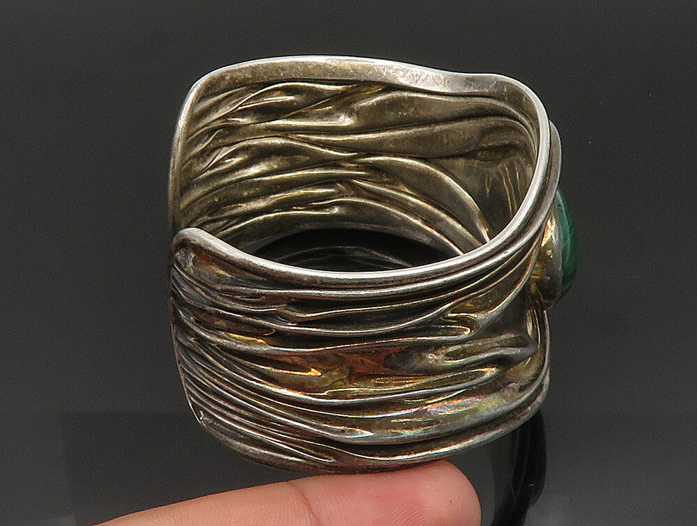 DDD MEXICO 925 Silver  Vintage Agate Modernist Wide Cuff Bracelet  BT9370