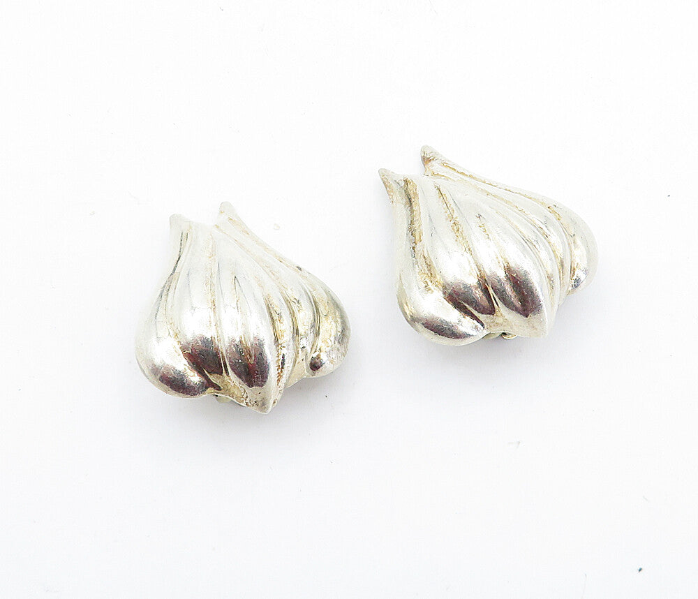 MEXICO 925 Silver  Vintage Hollow Floral Design Non Pierce Earrings  EG2872