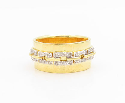 925 Sterling Silver Vintage Ring Gold Plated Real Diamonds Band  Sz 8  RG35017