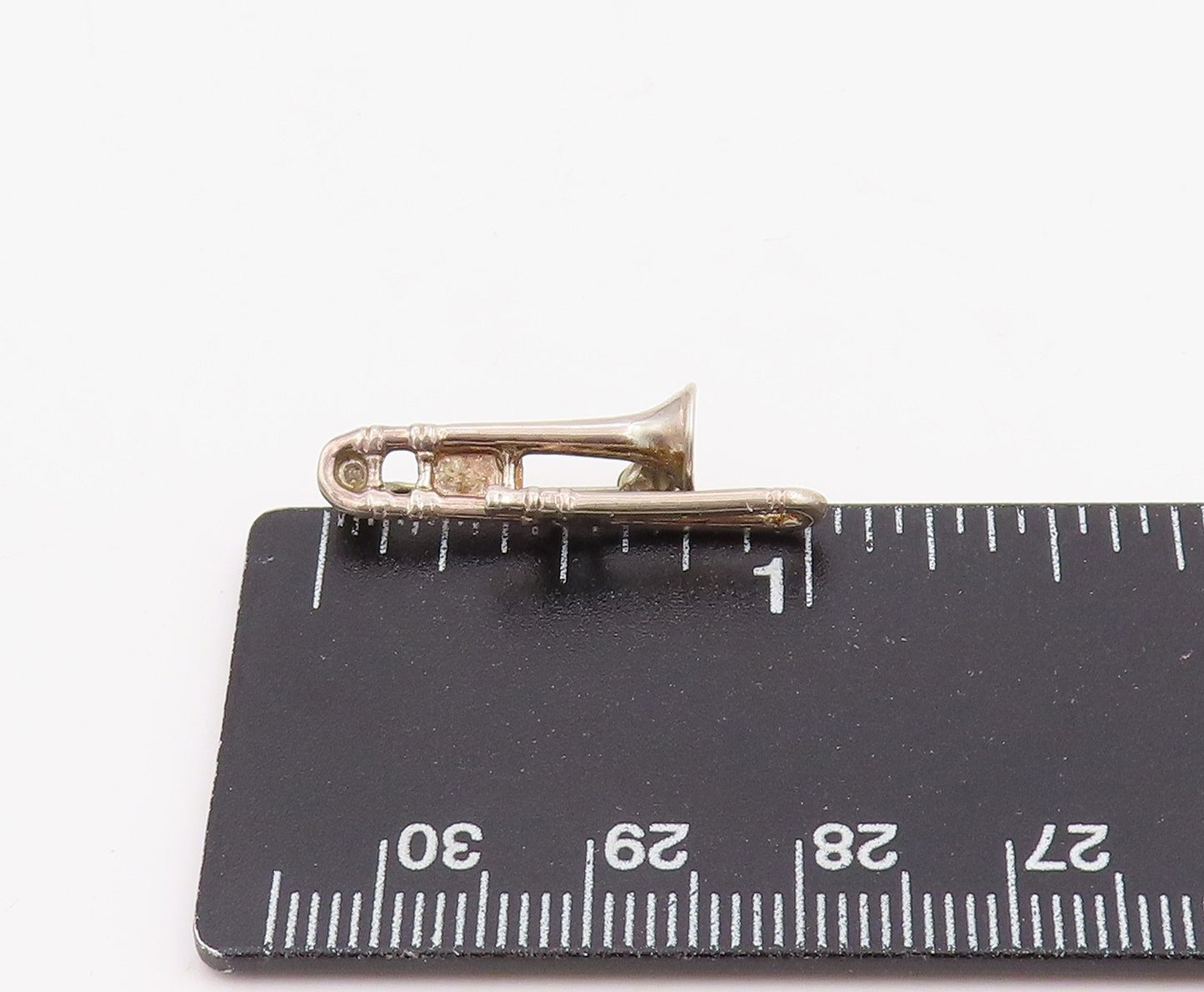 925 Sterling Silver Vintage Brooch Pin TOUCH Miniature Trombone Design  BP12294