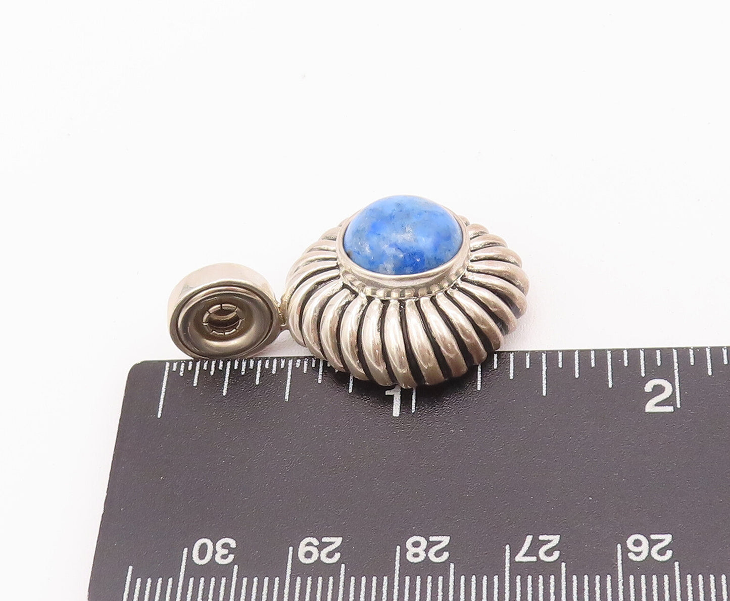 925 Sterling Silver Vintage Pendant ESPO SIG Turquoise Etched Thick Rope PT22790