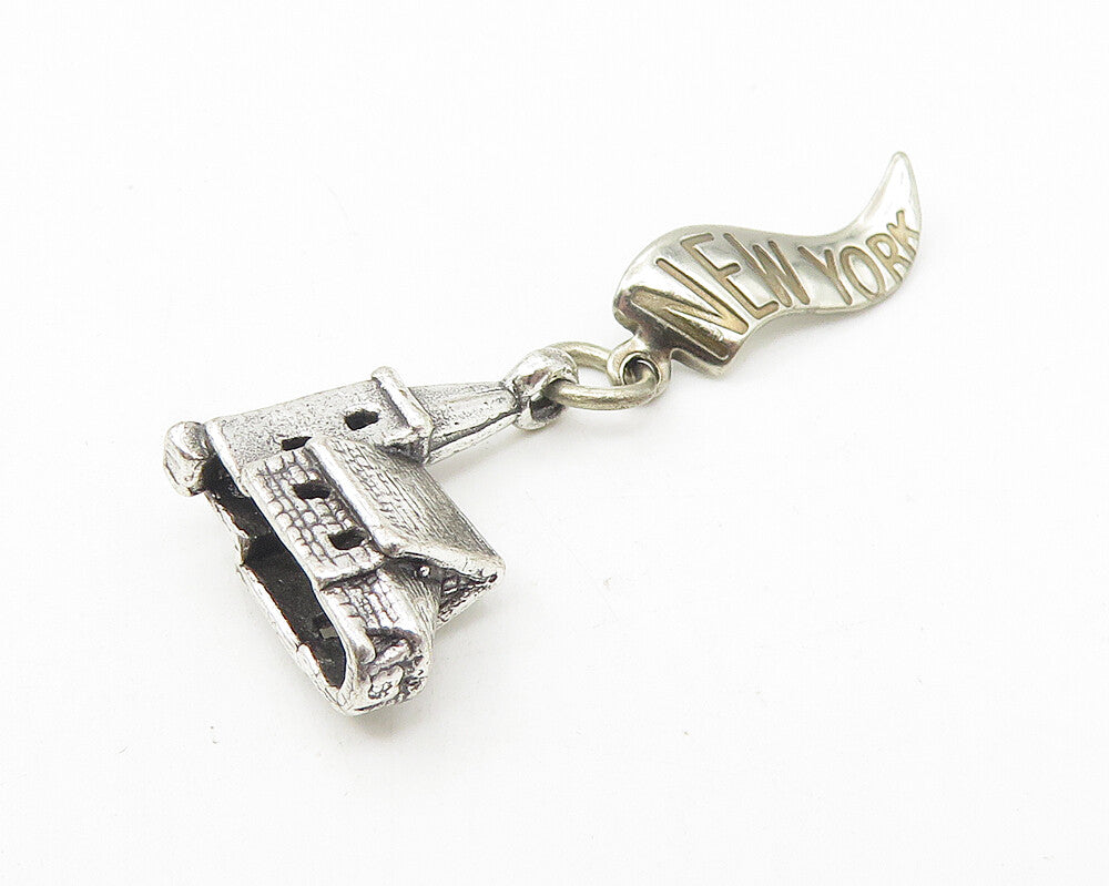 925 Sterling Silver  Vintage Petite Church House New York Pendant  PT9256
