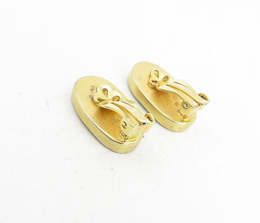 925 Sterling Silver   Vintage Gold Plated Non Pierce Drop Earrings  EG4367