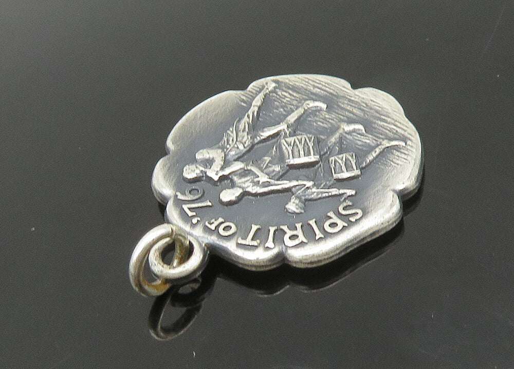 925 Sterling Silver  Vintage Oxidized Spirit Of '76 Patriotic Pendant  PT18610