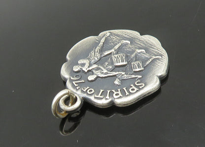 925 Sterling Silver  Vintage Oxidized Spirit Of '76 Patriotic Pendant  PT18610