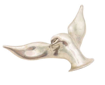 925 Sterling Silver Vintage Pendant Brutalist Carved Flying Bird Design  PT23586